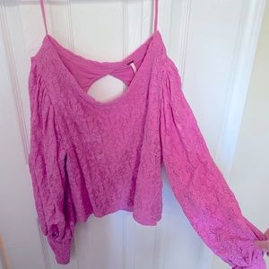 Free People top with keyhole back - pink floral fun!